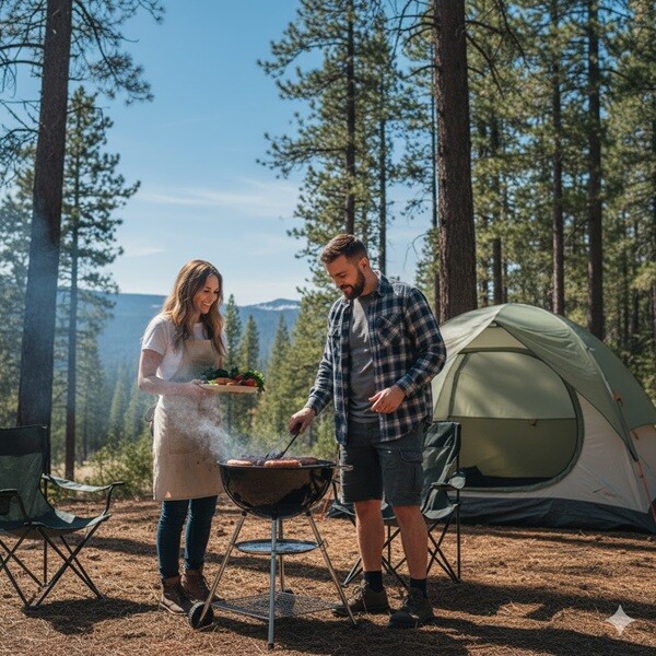 4’lü Katlanır Kamp Sandalyesi ve Masa Seti Rock Kül Gri / Su Yeşili Bardaklıklı 140 kg